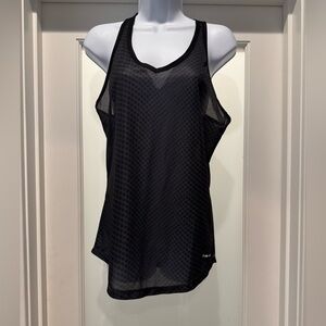 Hind Black Sheer Mesh Racerback Tank M Polka Dot Athletic Layering Top